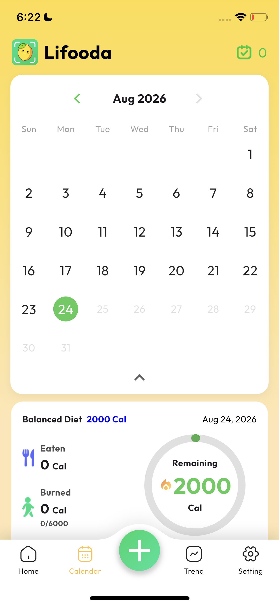 Food AI calendar meal history